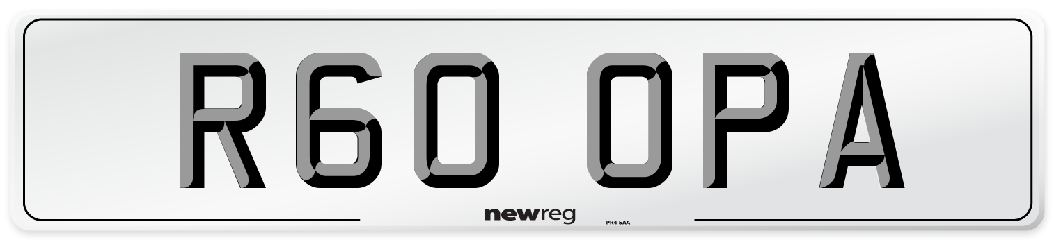 R60 OPA Number Plate from New Reg